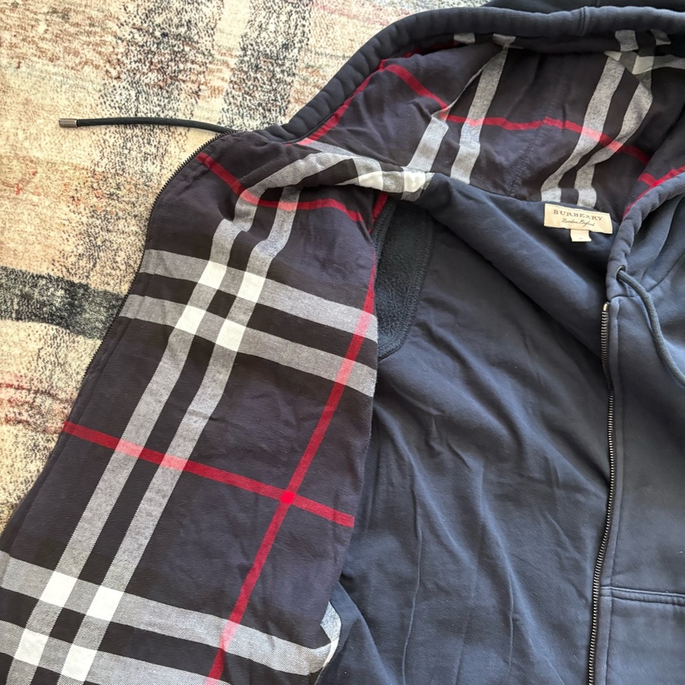 Burberry Navy Zip Up Sweatshirt - Picture 4 of 9